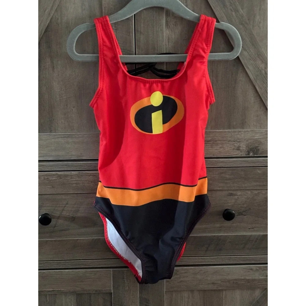Disney Pixar The Incredibles Girls One Piece Swimsuit Red Size 5/6 8815531IN